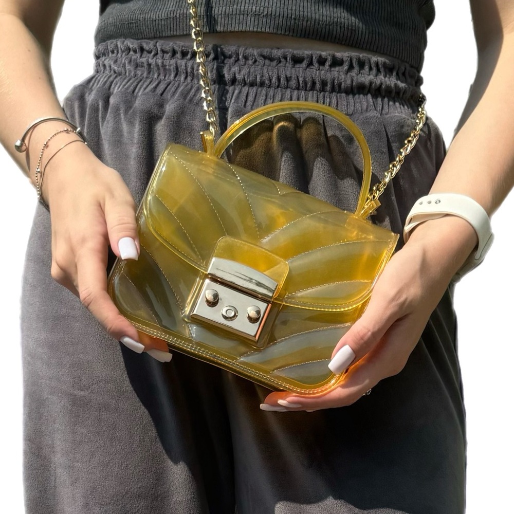 Crossi Transparent Jelly Purse with Gold Hardware